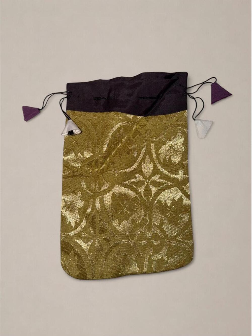 Handmade Gold Brocade Drawstring Tarot / Jewelry Pouch